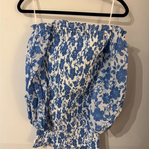 Hello Molly Blue and White Floral Mini Dress - Picture 3 of 4